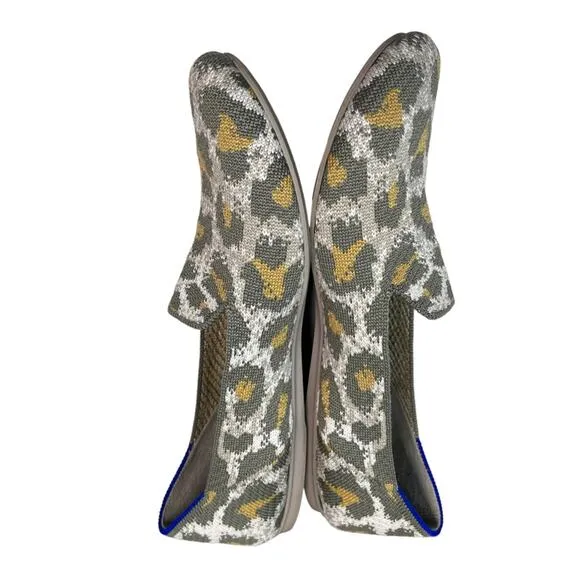 Rothy’s Green Smoke Spot Retired Print Loafer Slip On Flats Leopard Print 8.5