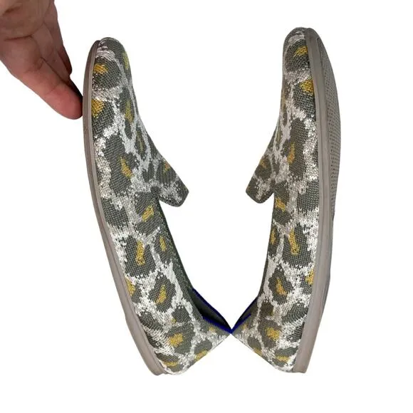 Rothy’s Green Smoke Spot Retired Print Loafer Slip On Flats Leopard Print 8.5
