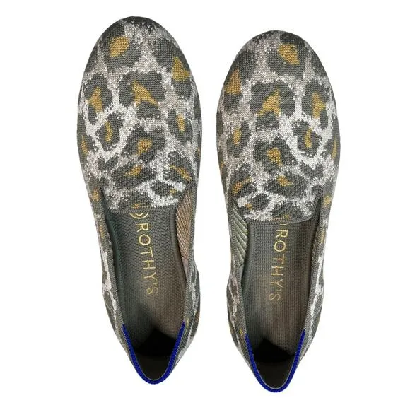 Rothy’s Green Smoke Spot Retired Print Loafer Slip On Flats Leopard Print 8.5