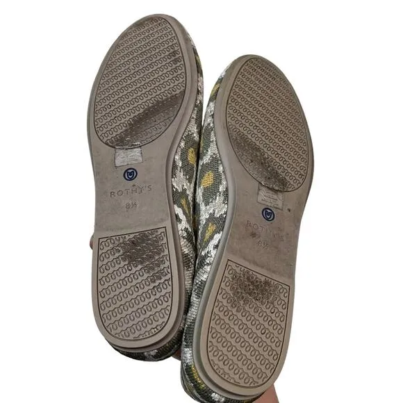 Rothy’s Green Smoke Spot Retired Print Loafer Slip On Flats Leopard Print 8.5
