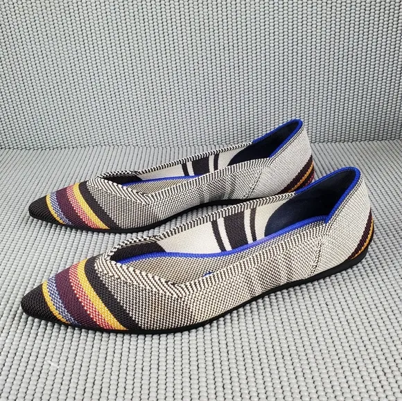Rothy's inverse stripe pointed toe flats