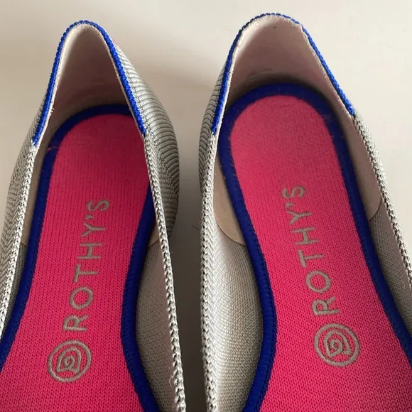 Rothy’s Iridescent Point Toe Gray Pink Ballet Flats size 9.5