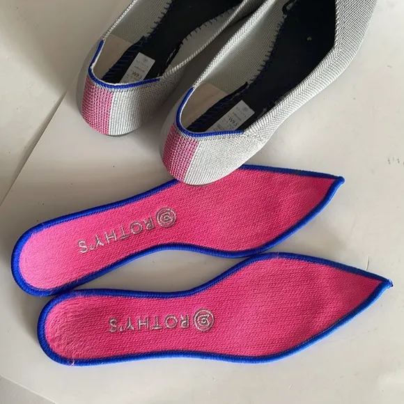 Rothy’s Iridescent Point Toe Gray Pink Ballet Flats size 9.5
