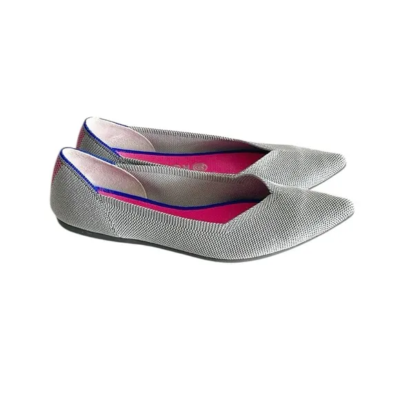 Rothy’s Iridescent Point Toe Gray Pink Ballet Flats size 9.5