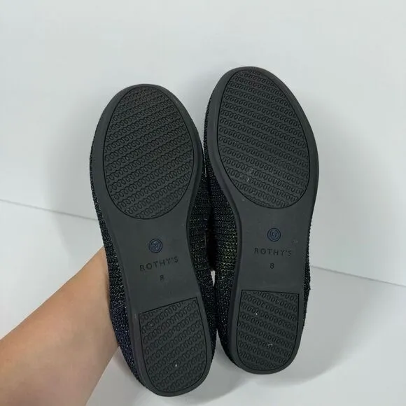Rothy’s Metallic Lattice Stitch Loafers Navy Blue Green Limited Edition Rare 8