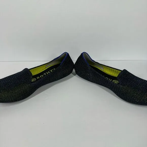 Rothy’s Metallic Lattice Stitch Loafers Navy Blue Green Limited Edition Rare 8