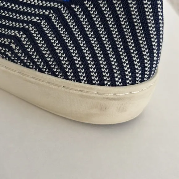 Rothy’s Navy Blue White Striped Slip On Comfort Sneakers Travel Women’s Size 9