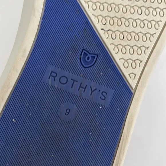 Rothy’s Navy Blue White Striped Slip On Comfort Sneakers Travel Women’s Size 9