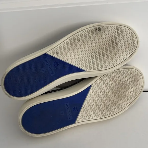 Rothy’s Navy Blue White Striped Slip On Comfort Sneakers Travel Women’s Size 9