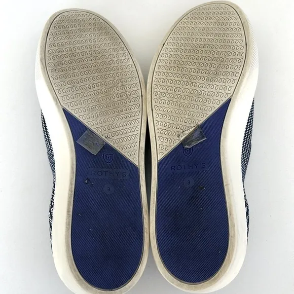 Rothy's Navy Striped Slip-on Sneakers Riviera Pinstripe size 9