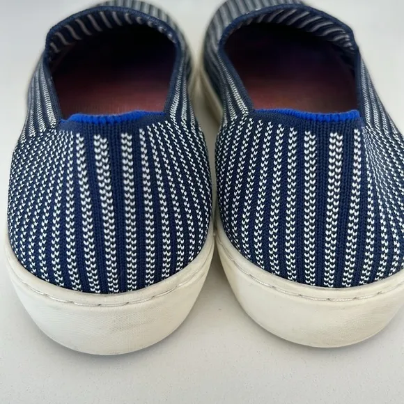 Rothy's Navy Striped Slip-on Sneakers Riviera Pinstripe size 9