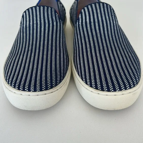 Rothy's Navy Striped Slip-on Sneakers Riviera Pinstripe size 9