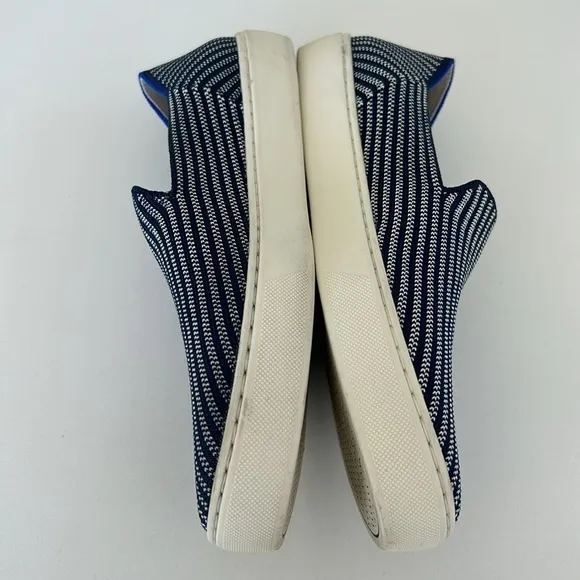 Rothy's Navy Striped Slip-on Sneakers Riviera Pinstripe size 9