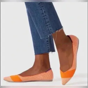 Rothy’s Orange Sherbet Pointy-Toe Flats sz  W 10