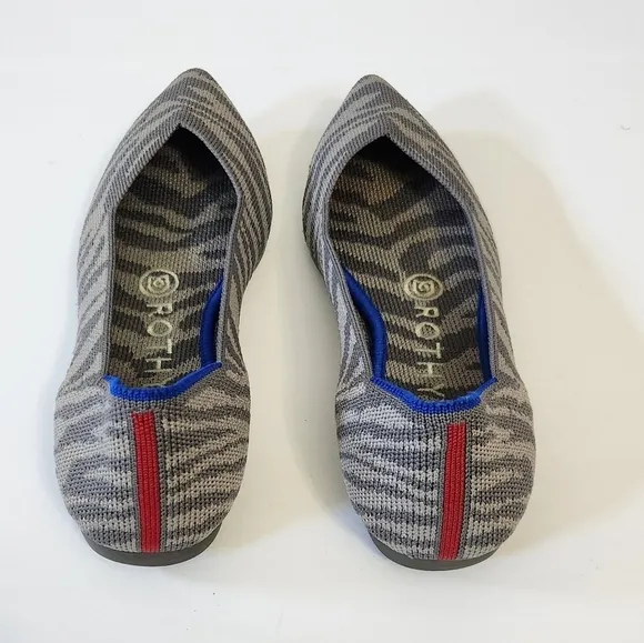 Rothys Pointy Toe Zebra Print Flats