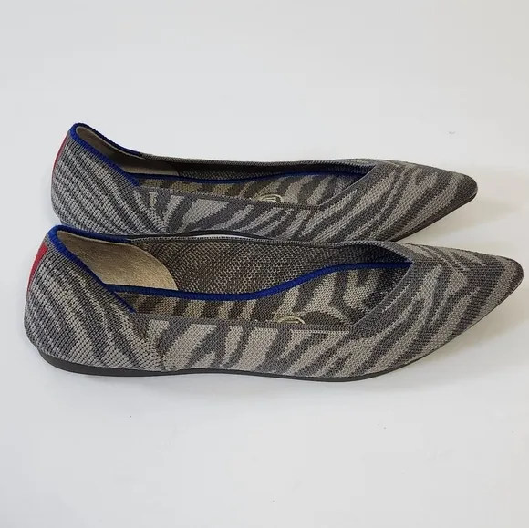 Rothys Pointy Toe Zebra Print Flats