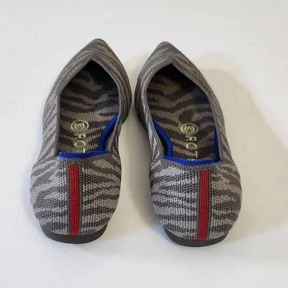 Rothys Pointy Toe Zebra Print Flats