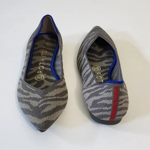 Rothys Pointy Toe Zebra Print Flats