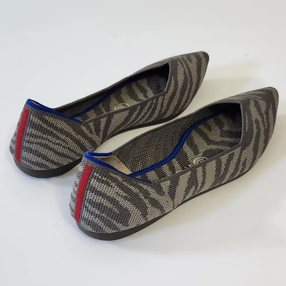 Rothys Pointy Toe Zebra Print Flats