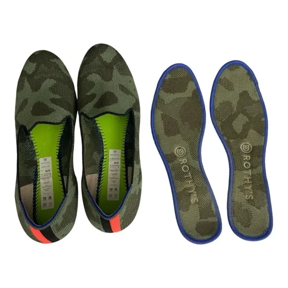 Rothy's Round Toe Knit Ballet Flats Slip On size 8 CAMOUFLAGE