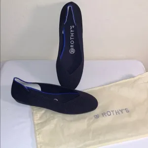 ROTHY’S SIZE 8.5 BRAND NEW WITH DUST BAG GORGEOUS BLUE ROUND TOE SLIP ON FLATS