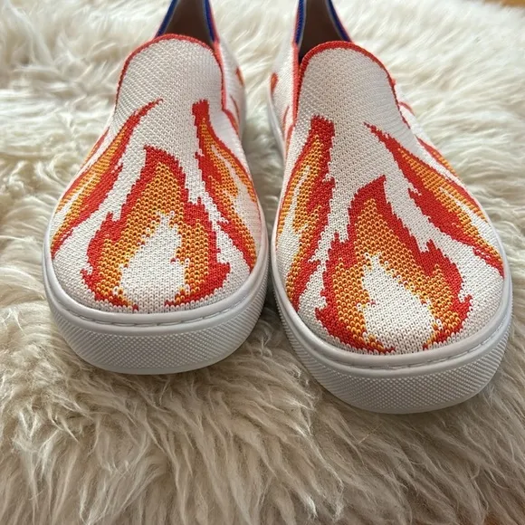 Rothy’s Sneakers fire blaze flame slip on shoes kids size 4 new without box