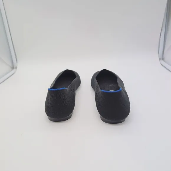 Rothy's sz 10  Black Round Toe Ballet Flats with Blue Trim