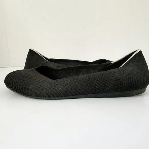 Rothy's The Flat Black Ballet Flats White Halo Round Toe Size 9.5 Retired
