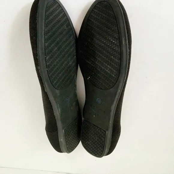 Rothy's The Flat Black Ballet Flats White Halo Round Toe Size 9.5 Retired