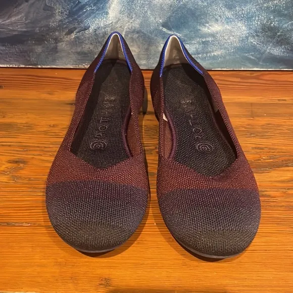 Rothy's The Flat‎ Blackberry Captoe Ombre Striped Colorblock Pattern Size 8