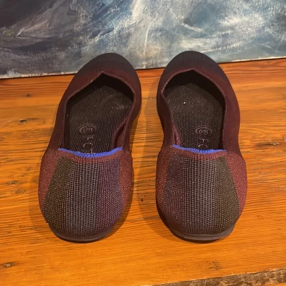 Rothy's The Flat‎ Blackberry Captoe Ombre Striped Colorblock Pattern Size 8