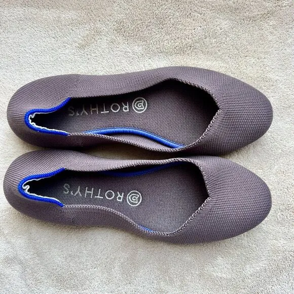 Rothy's The Flat Mink Brown Stretch Fabric Round Toe Ballet Flat Shoes Women 8.5