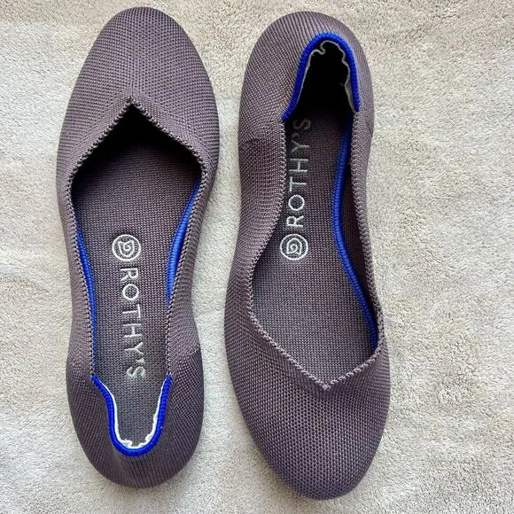 Rothy's The Flat Mink Brown Stretch Fabric Round Toe Ballet Flat Shoes Women 8.5