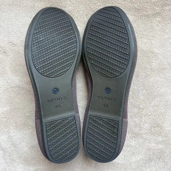 Rothy's The Flat Mink Brown Stretch Fabric Round Toe Ballet Flat Shoes Women 8.5