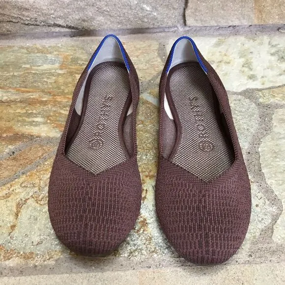 Rothy’s The Flats Round Ballet Flat Shoes Retired Color Truffle Python Brown 7.5