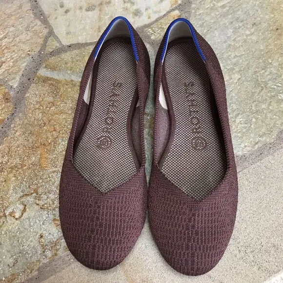 Rothy’s The Flats Round Ballet Flat Shoes Retired Color Truffle Python Brown 7.5