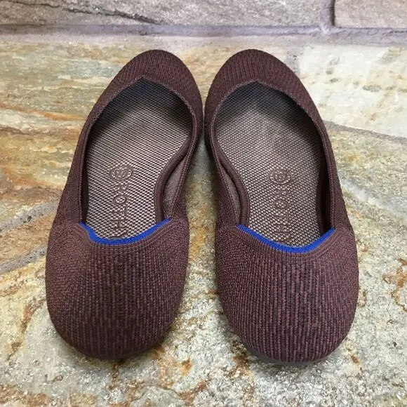 Rothy’s The Flats Round Ballet Flat Shoes Retired Color Truffle Python Brown 7.5
