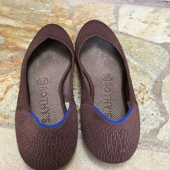 Rothy’s The Flats Round Ballet Flat Shoes Retired Color Truffle Python Brown 7.5