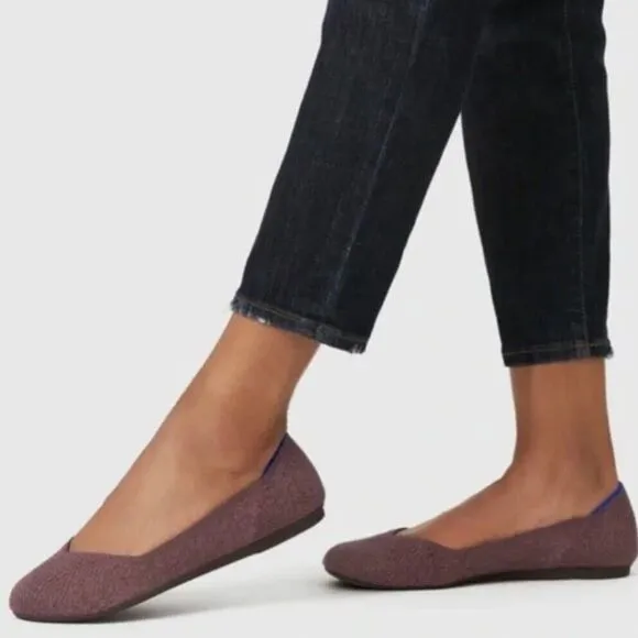 Rothy’s The Flats Round Ballet Flat Shoes Retired Color Truffle Python Brown 7.5