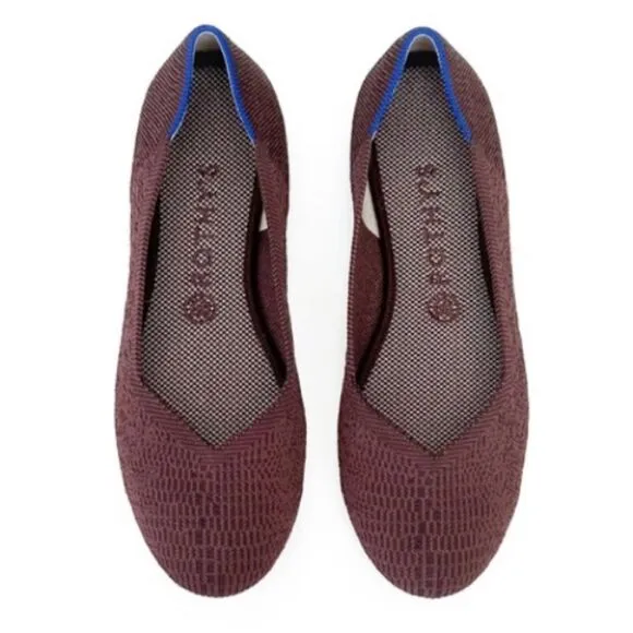 Rothy’s The Flats Round Ballet Flat Shoes Retired Color Truffle Python Brown 7.5