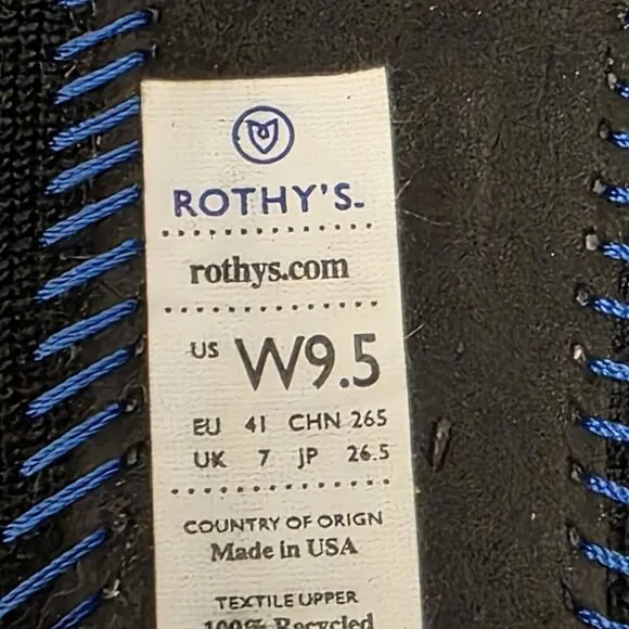 Rothy’s The Flats Shoes Womens Size 9.5 Black Round Toe Ballet Flat Slip On