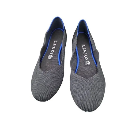 Rothy’s The Flats Shoes Womens Size 9.5 Black Round Toe Ballet Flat Slip On