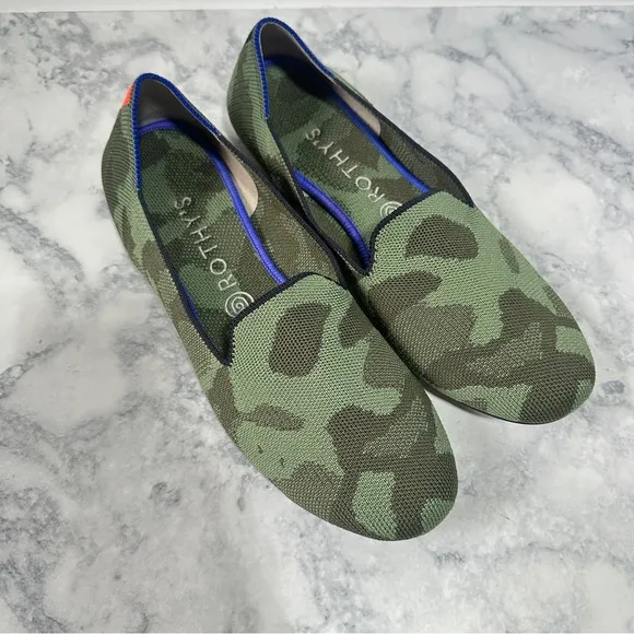 Rothy's The Loafer Olive Camo slip shoes ballet flats loafers