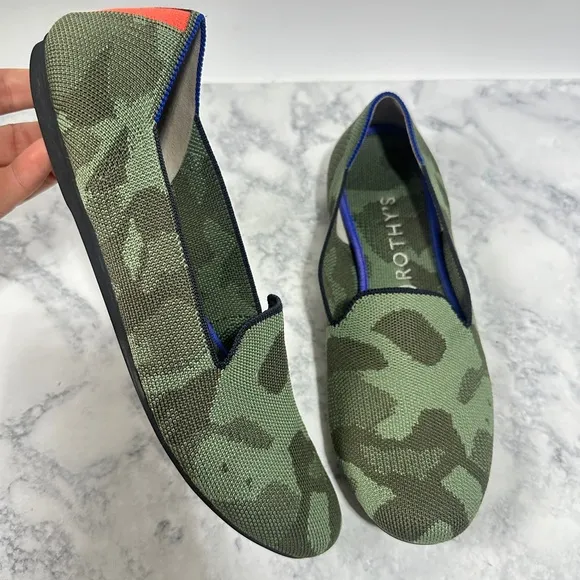 Rothy's The Loafer Olive Camo slip shoes ballet flats loafers