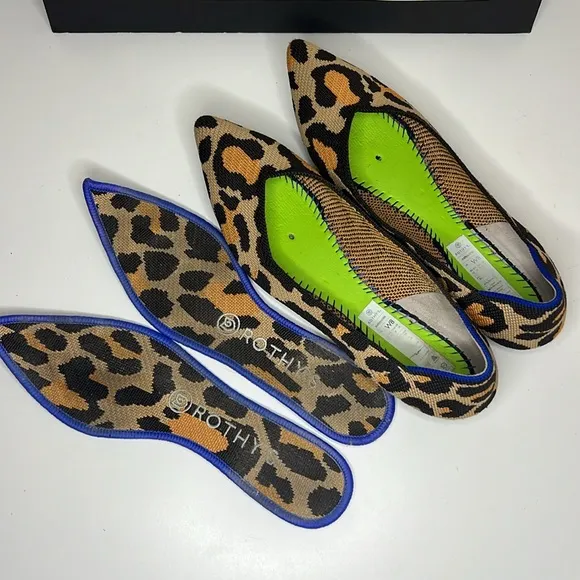 Rothy's The Point Big Cat Flats In Leopard Print Women’s Size 8