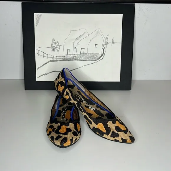 Rothy's The Point Big Cat Flats In Leopard Print Women’s Size 8