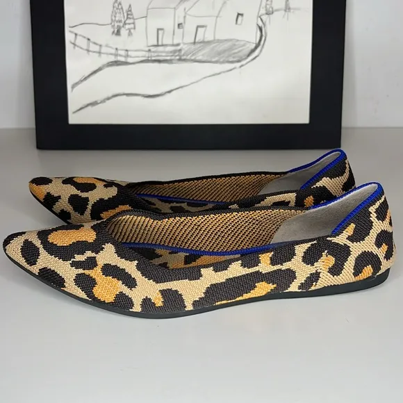 Rothy's The Point Big Cat Flats In Leopard Print Women’s Size 8