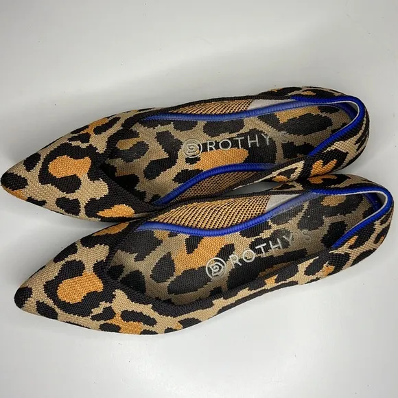 Rothy's The Point Big Cat Flats In Leopard Print Women’s Size 8