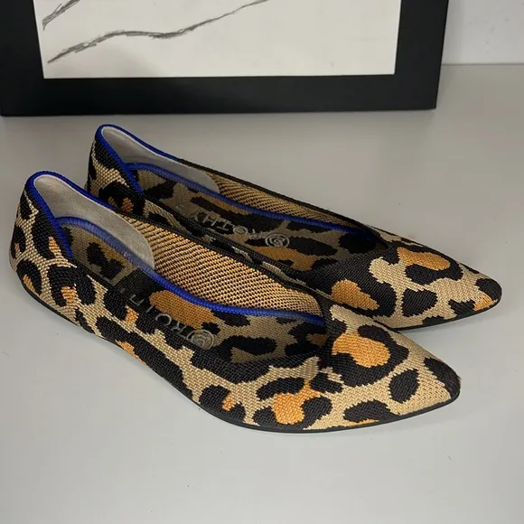 Rothy's The Point Big Cat Flats In Leopard Print Women’s Size 8