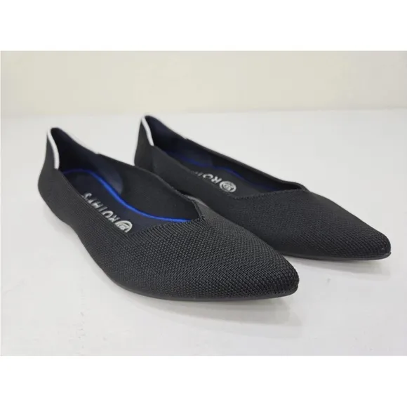 Rothy's The Point Black Knit Pointed Toe Slip On Ballet Flats Size 9 Womens